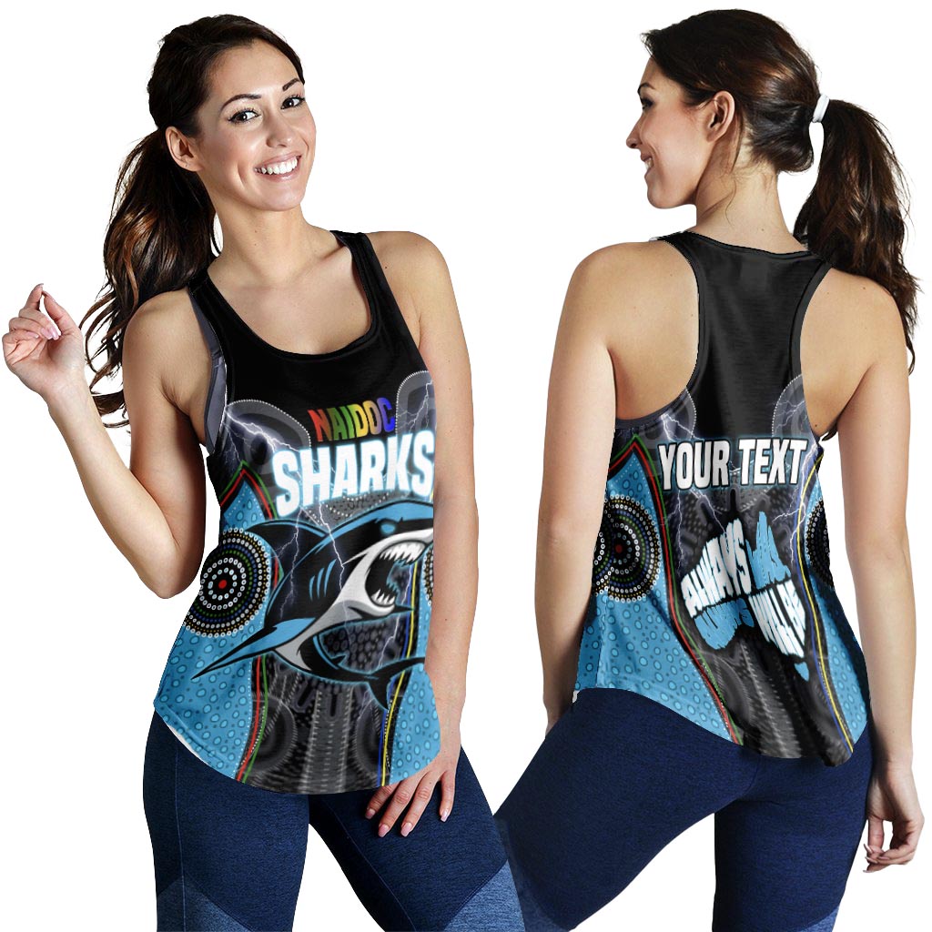 (Custom Personalised) Cronulla-Sutherland Sharks Women Racerback Tank NAIDOC Week Special Style LT16 - Vibe Hoodie