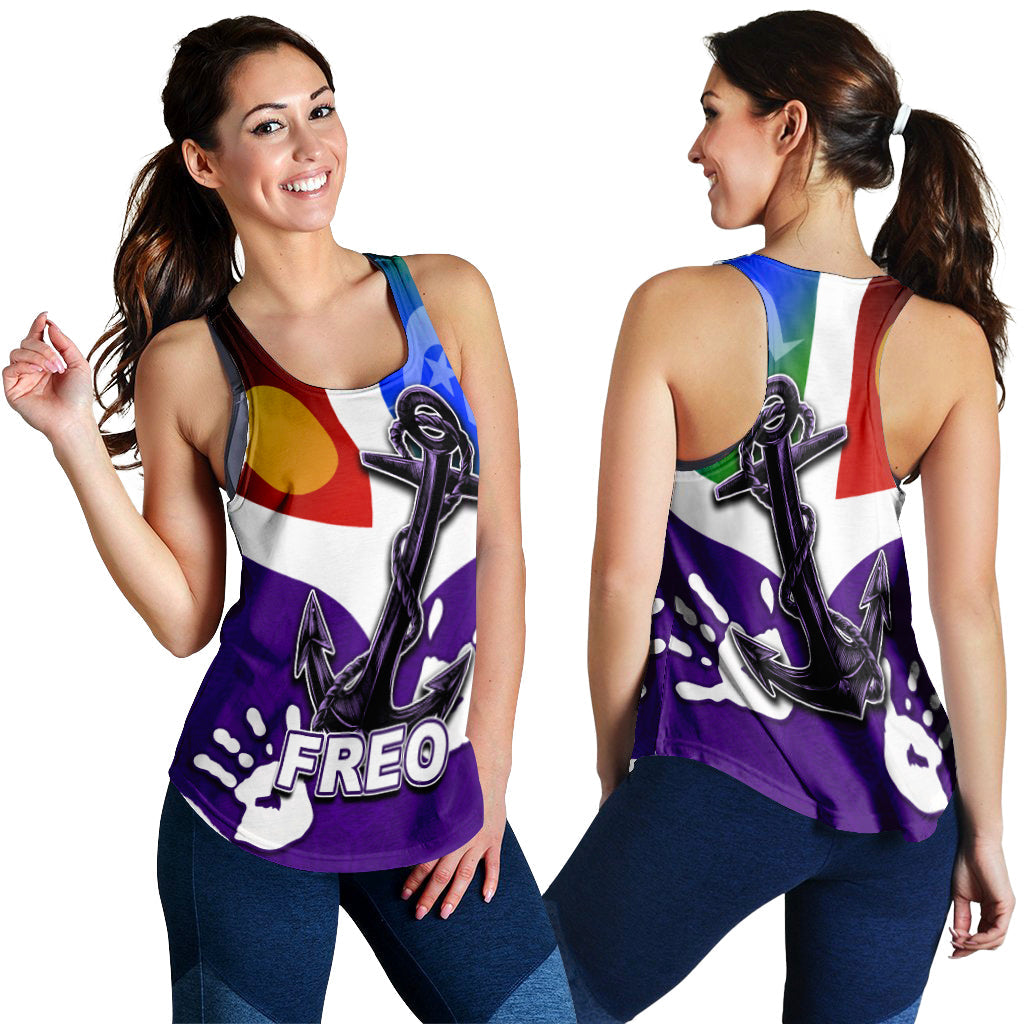 Naidoc Fremantle Women's Recerback Tank Freo Flag LT6 - Vibe Hoodie