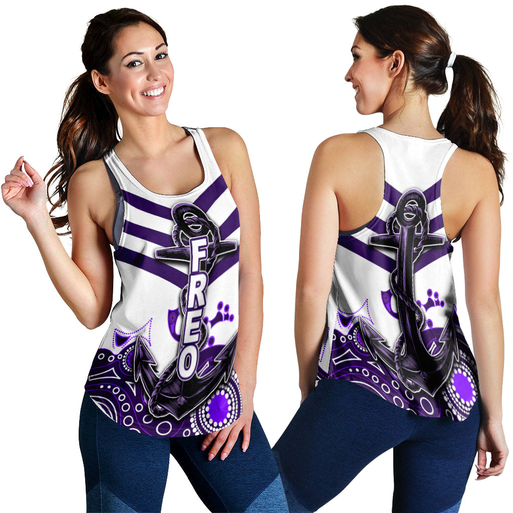 Fremantle Women's Recerback Tank Freo Aboriginal Simple White Style LT6 - Vibe Hoodie