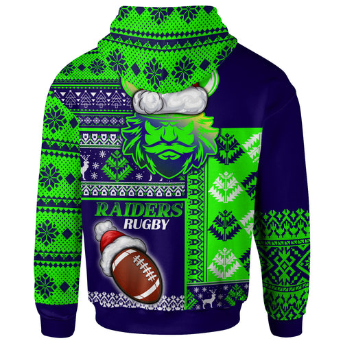 raiders-rugby-hoodie-custom-christmas-snowflakes-warriors-mascot-hoodie