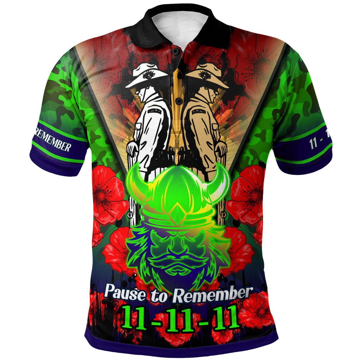raiders-rugby-polo-shirt-custom-remembrance-day-pause-to-remember-polo-shirt