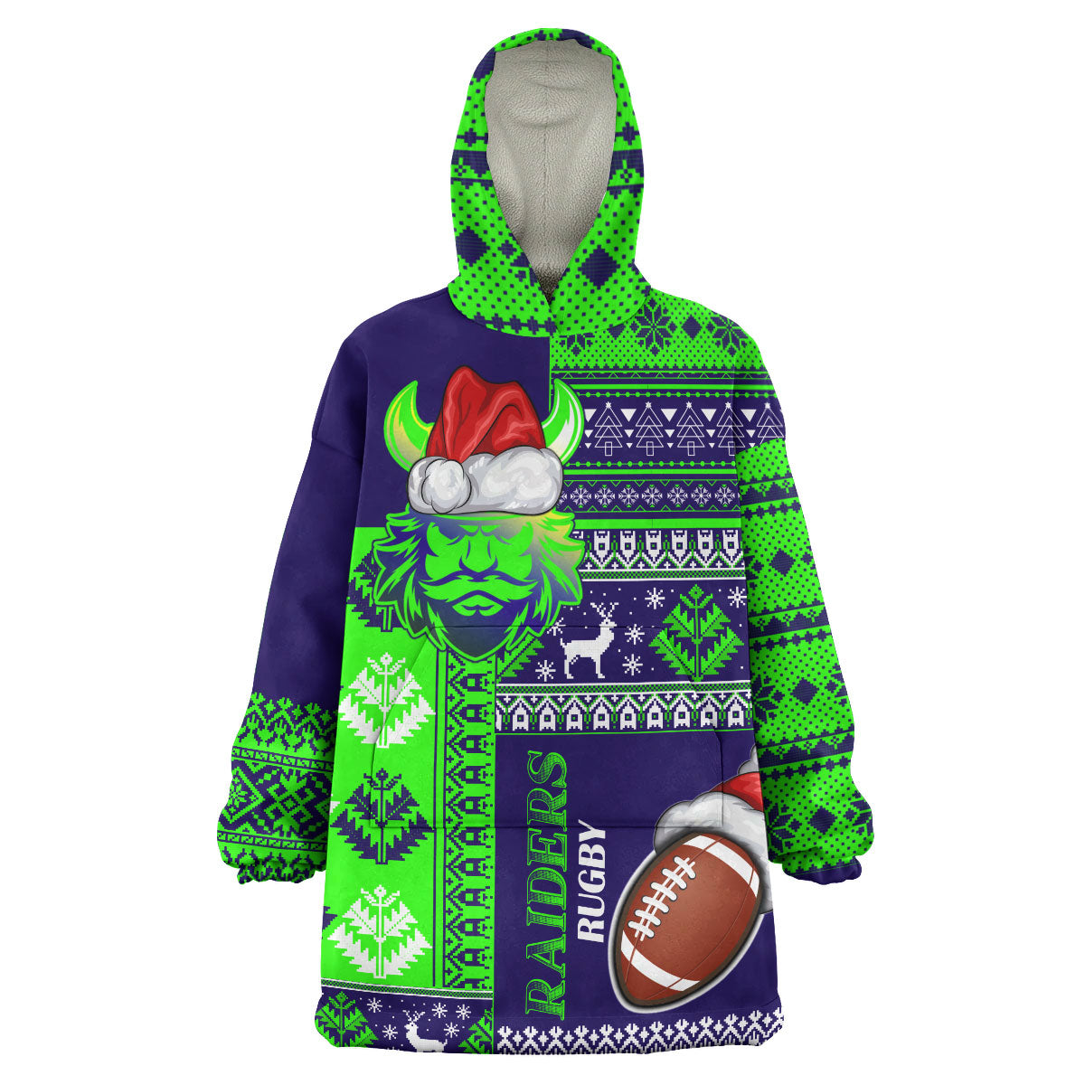 raiders-rugby-snug-hoodie-custom-christmas-snowflakes-warriors-mascot-wearable-blanket-hoodie