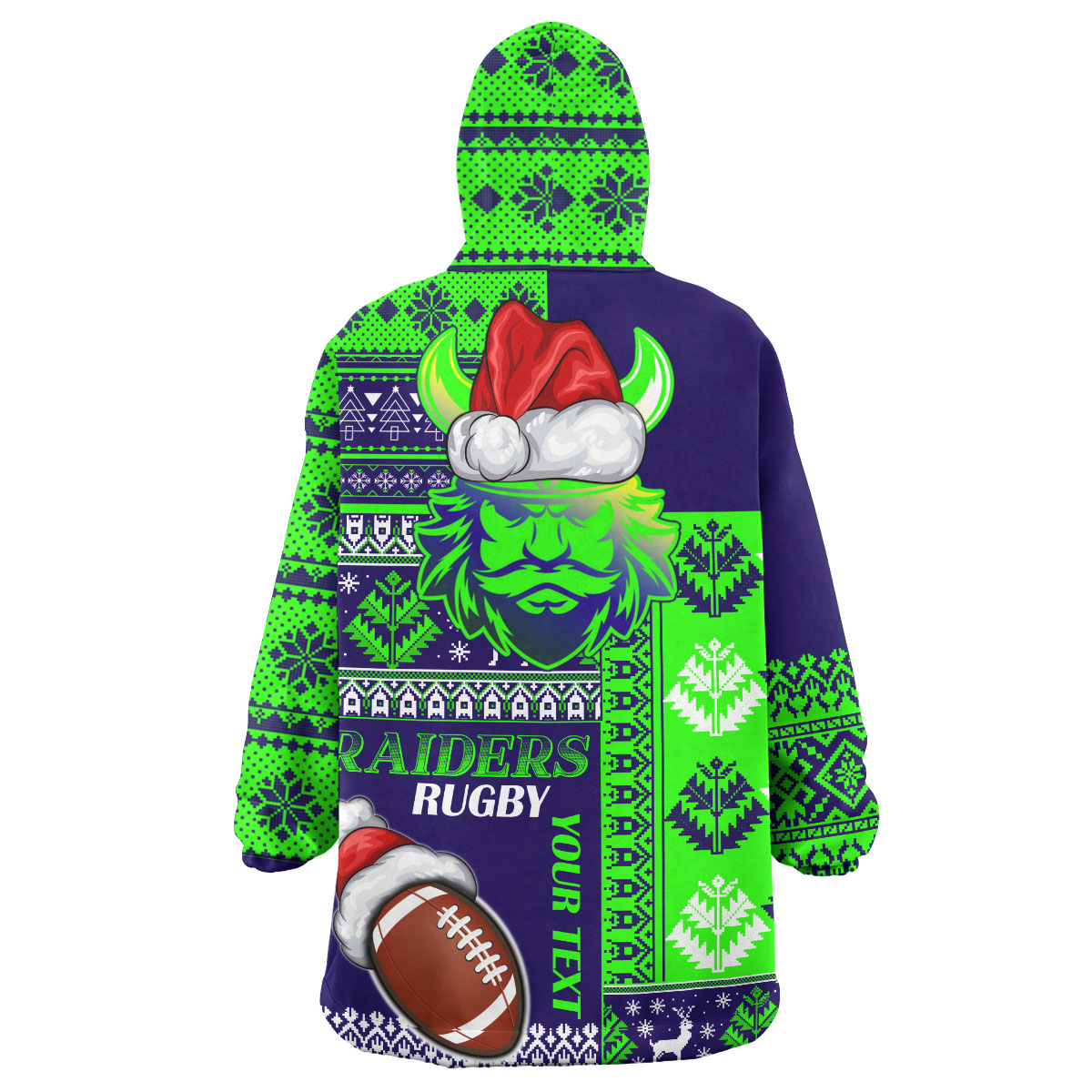 raiders-rugby-snug-hoodie-custom-christmas-snowflakes-warriors-mascot-wearable-blanket-hoodie