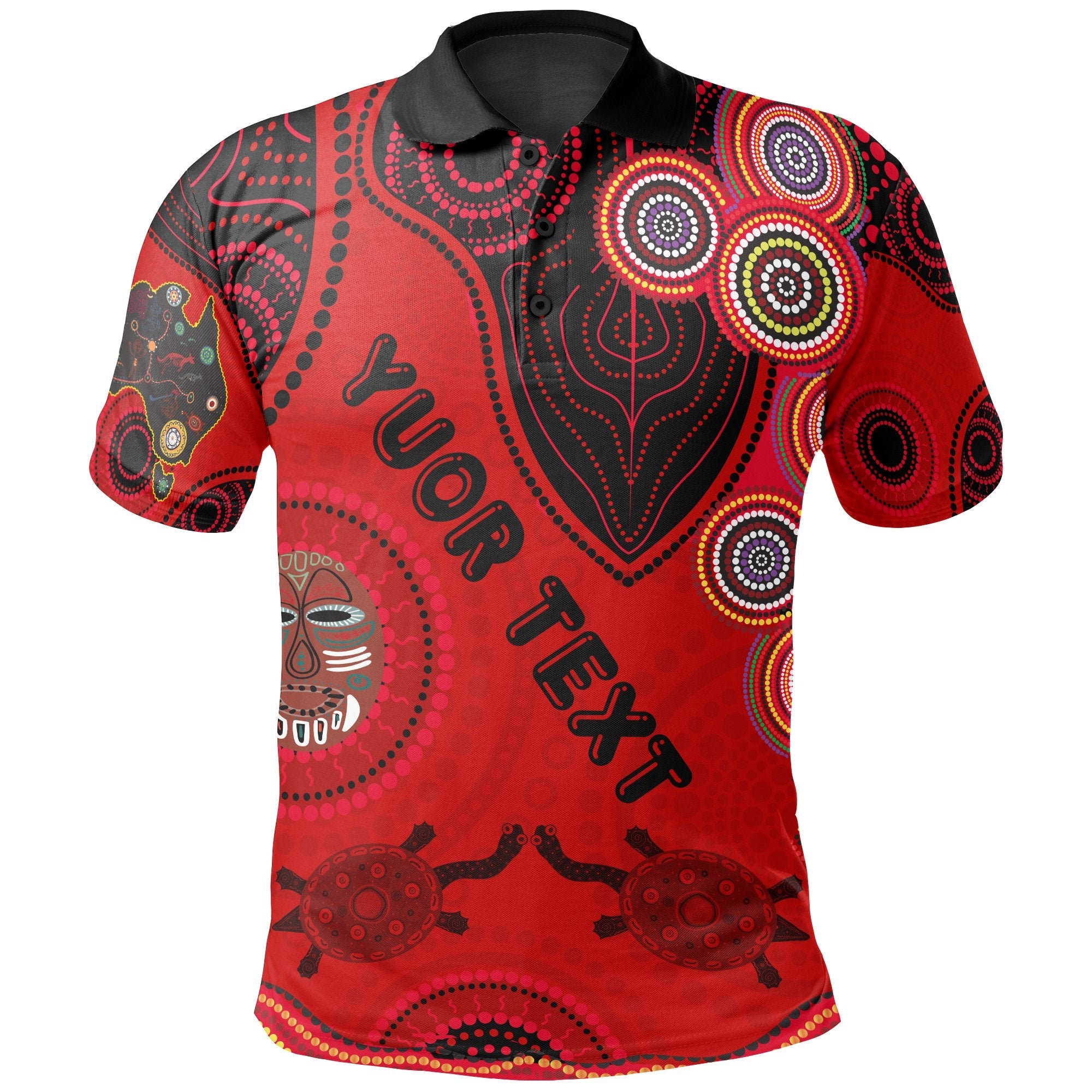 custom-text-polo-shirt-aboriginal-animal-dot-patterns
