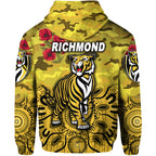 Richmond Tigers ANZAC Zip Up And Pullover Hoodie Indigenous Vibes - Yellow LT8