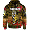 Richmond Tigers ANZAC Zip Up And Pullover Hoodie Poppy Vibes - Black LT8