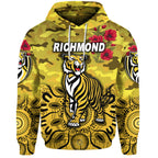 Richmond Tigers ANZAC Zip Up And Pullover Hoodie Indigenous Vibes - Yellow LT8