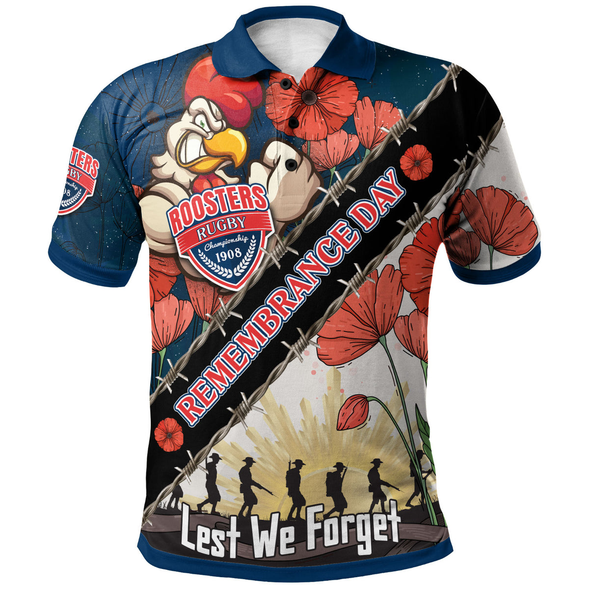 roosters-rugby-polo-shirt-custom-remembrance-day-lest-we-forget-polo-shirt
