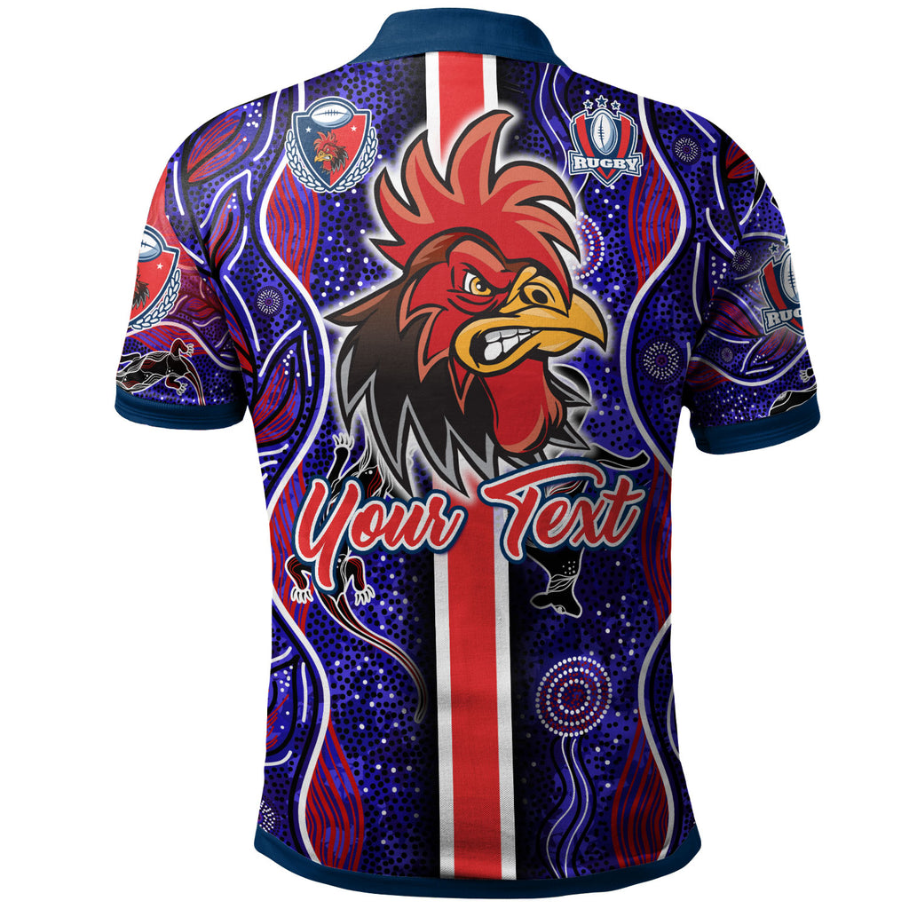 roosters-rugby-polo-shirt-custom-roosters-rugby-ball-aboriginal-indigenous-sport-style-polo-shirt