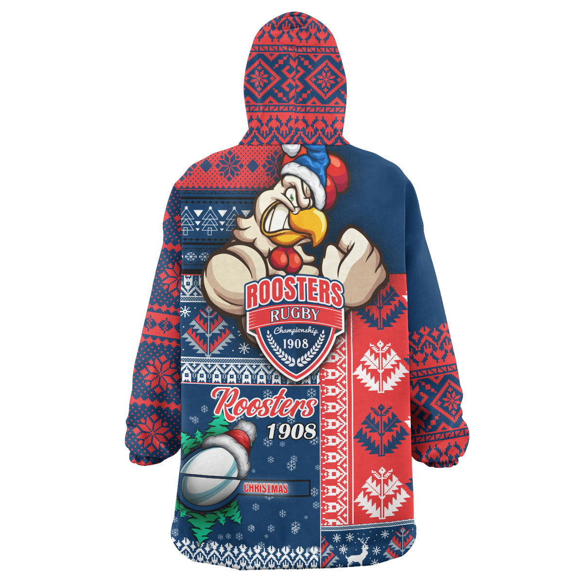roosters-rugby-snug-hoodie-custom-christmas-snowflakes-roosters-mascot-wearable-blanket-hoodie
