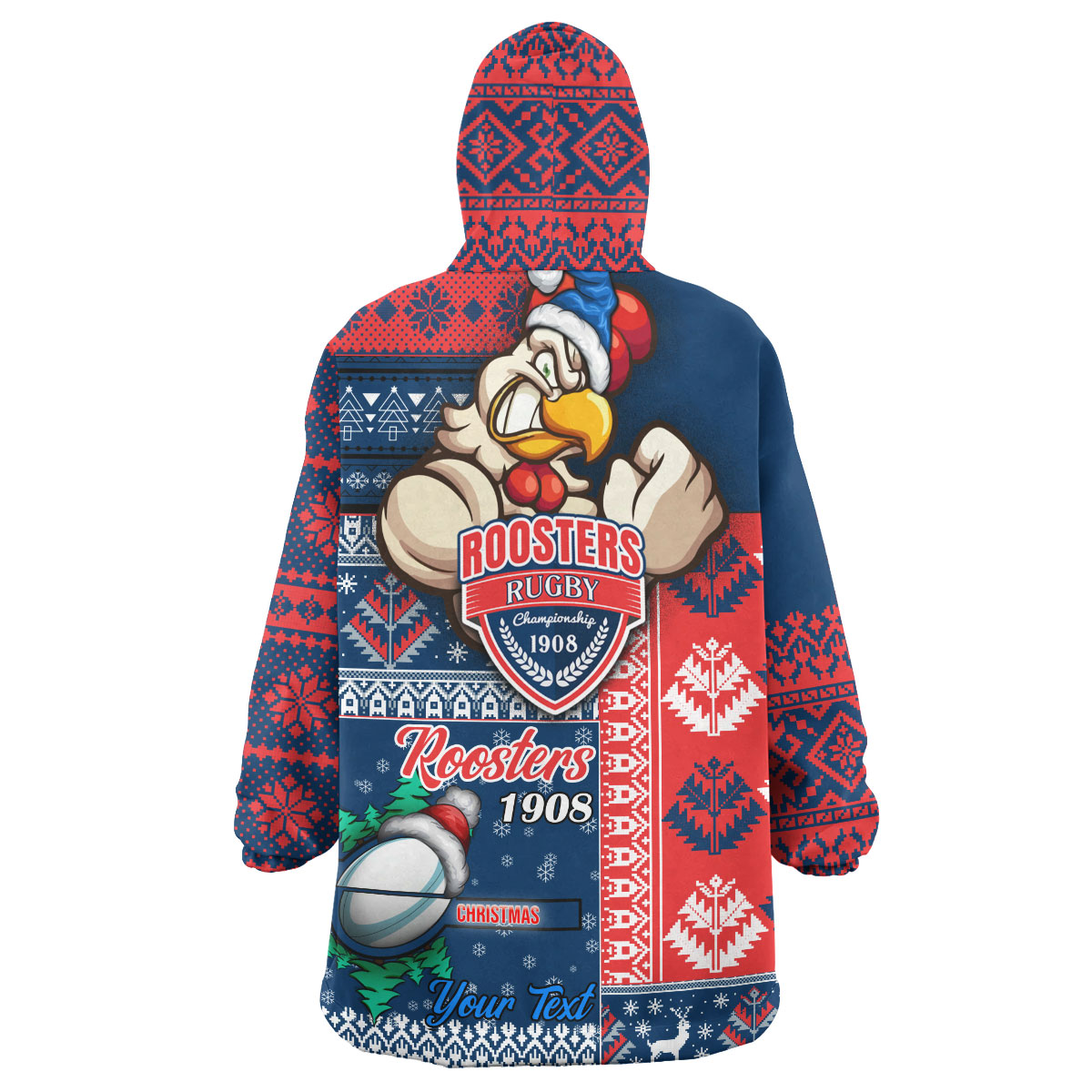 roosters-rugby-snug-hoodie-custom-christmas-snowflakes-roosters-mascot-wearable-blanket-hoodie