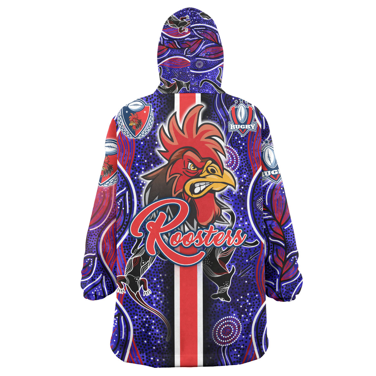 roosters-rugby-snug-hoodie-custom-roosters-rugby-ball-aboriginal-indigenous-sport-style-oodie-blanket