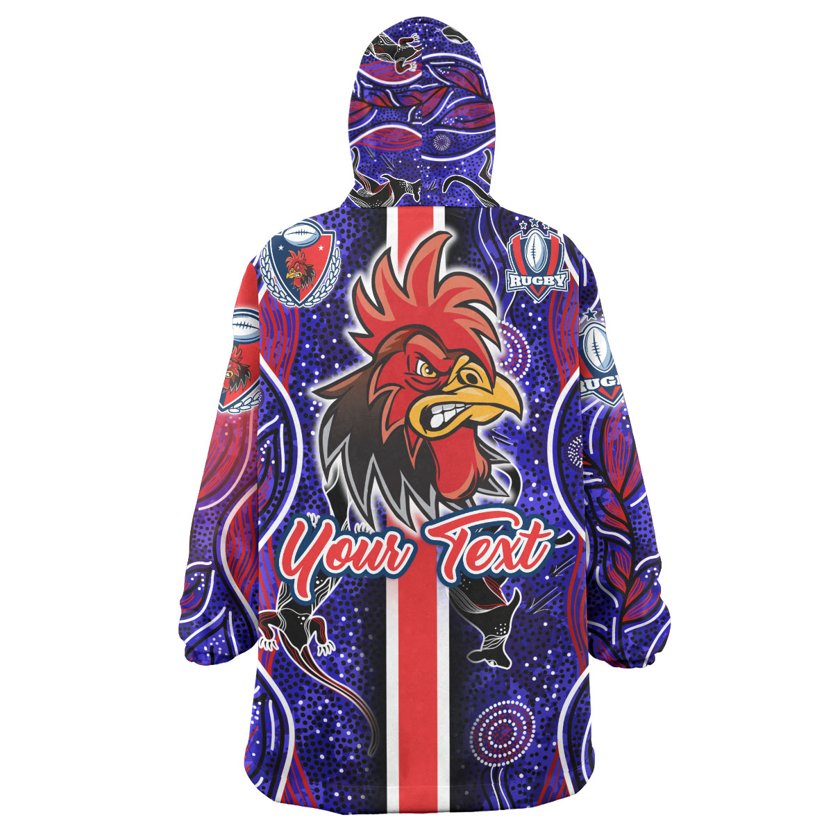 roosters-rugby-snug-hoodie-custom-roosters-rugby-ball-aboriginal-indigenous-sport-style-oodie-blanket