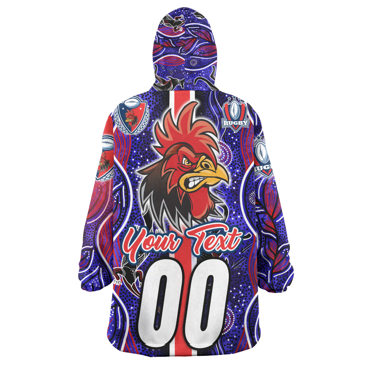 roosters-rugby-snug-hoodie-custom-roosters-rugby-ball-aboriginal-indigenous-sport-style-oodie-blanket