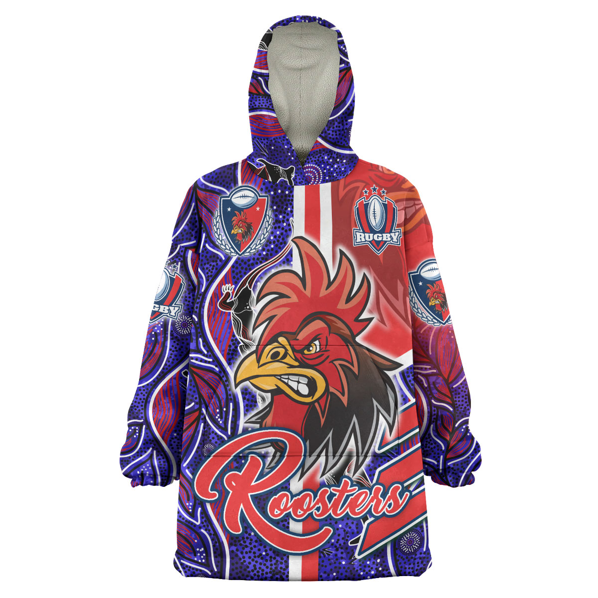 roosters-rugby-snug-hoodie-custom-roosters-rugby-ball-aboriginal-indigenous-sport-style-oodie-blanket