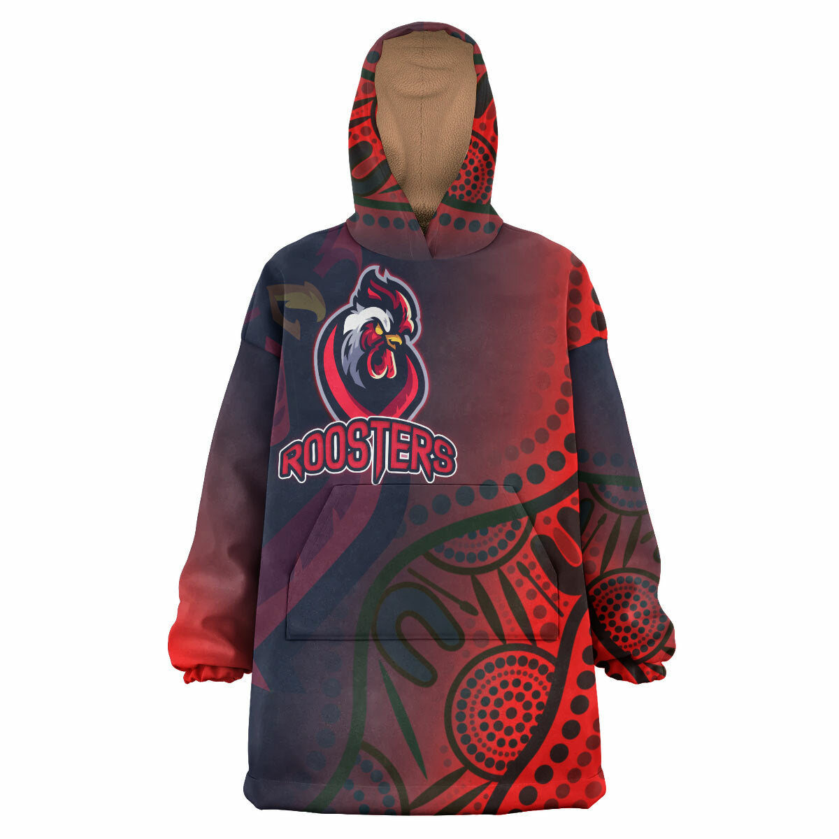 roosters-rugby-snug-hoodie-custom-roosters-sport-with-aboriginal-patterns-oodie-blanket