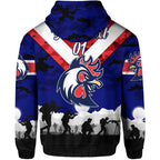 (Custom Personalised) Sydney Roosters ANZAC 2022 Zip Up And Pullover Hoodie Simple Style - Blue LT8