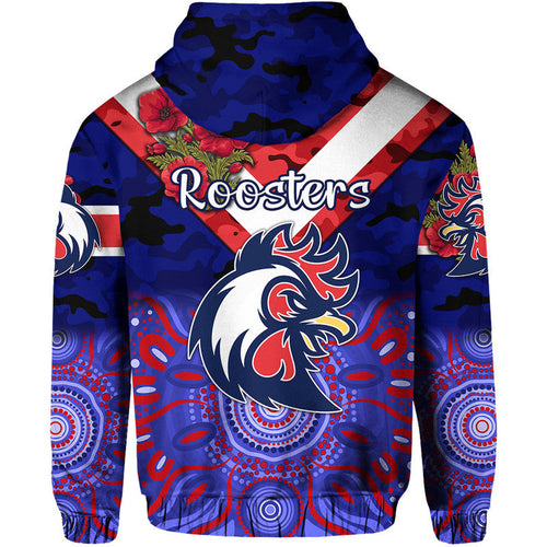 Sydney Roosters ANZAC 2022 Zip Up And Pullover Hoodie Indigenous Vibes - Blue LT8