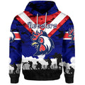 (Custom Personalised) Sydney Roosters ANZAC 2022 Zip Up And Pullover Hoodie Simple Style - Blue LT8