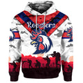 Sydney Roosters ANZAC 2022 Zip Up And Pullover Hoodie Simple Style - White LT8