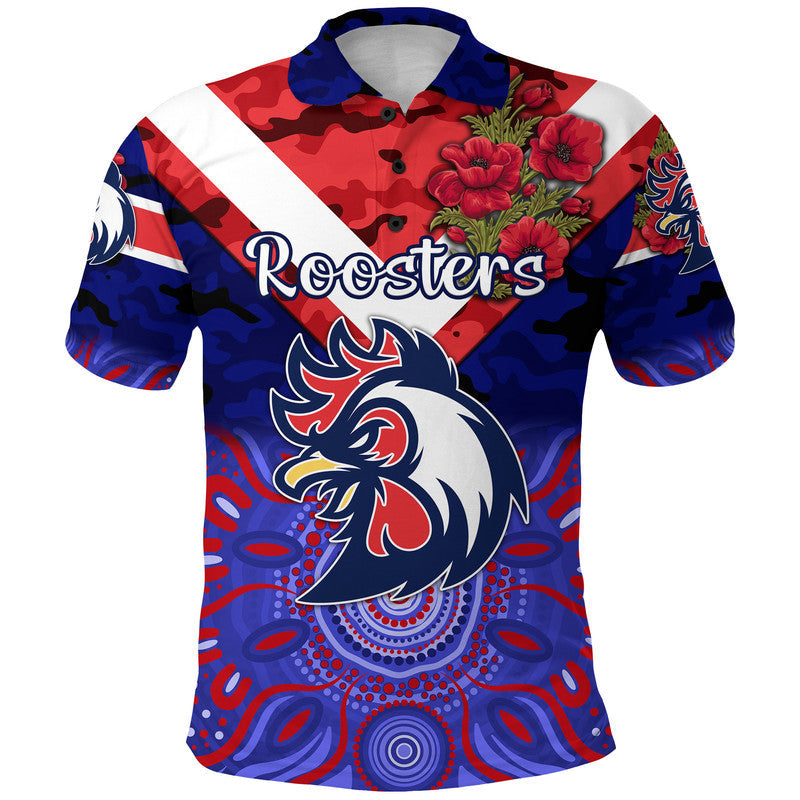 custom-personalised-roosters-anzac-polo-shirt-indigenous-vibes-blue