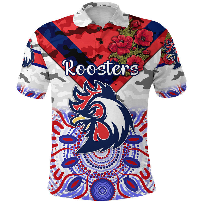custom-personalised-roosters-anzac-polo-shirt-indigenous-vibes-white