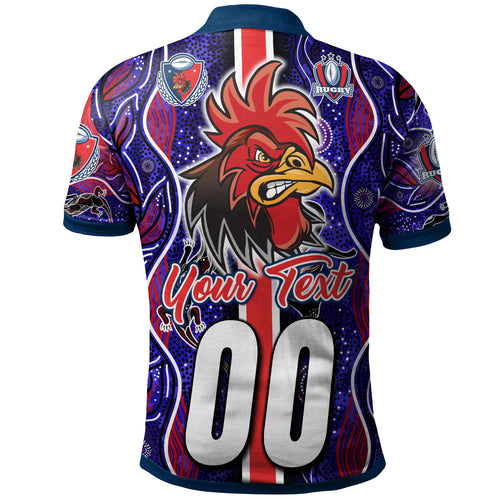 roosters-rugby-polo-shirt-custom-roosters-rugby-ball-aboriginal-indigenous-sport-style-polo-shirt