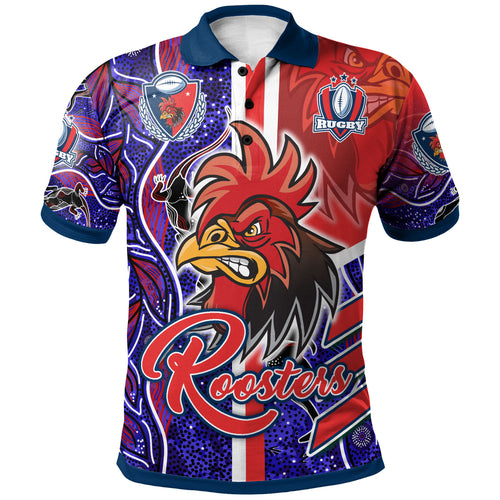 roosters-rugby-polo-shirt-custom-roosters-rugby-ball-aboriginal-indigenous-sport-style-polo-shirt