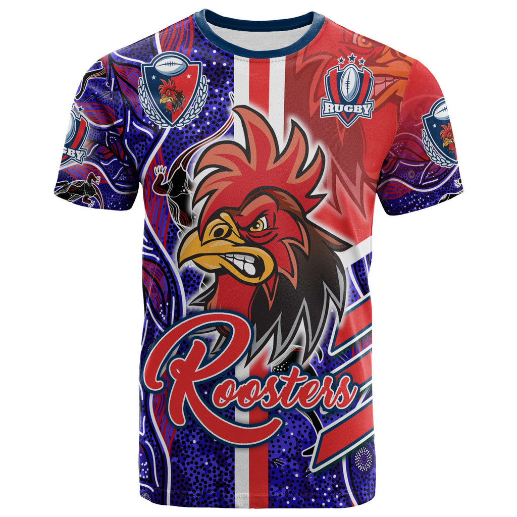 roosters-rugby-t-shirt-custom-roosters-rugby-ball-aboriginal-indigenous-sport-style-t-shirt