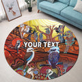 custom-personalised-australia-kookaburra-dreaming-aboriginal-arty-style-round-carpet