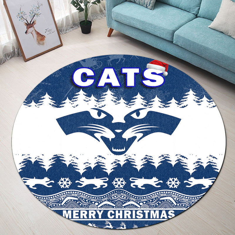 geelong-cats-unique-winter-season-round-carpet-cats-merry-christmas