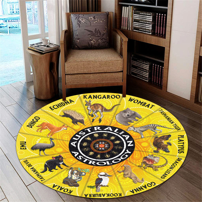 australian-animals-zodiac-round-rug-australian-astrology
