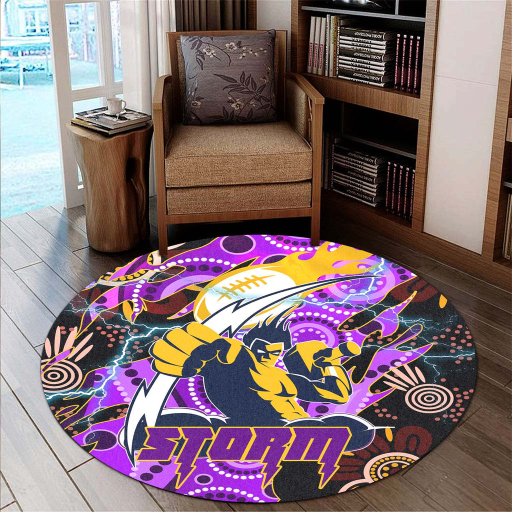 storm-rugby-round-rug-storm-rugby-team-with-aboriginal-dot-painting-and-indigenous-pattern-round-rug