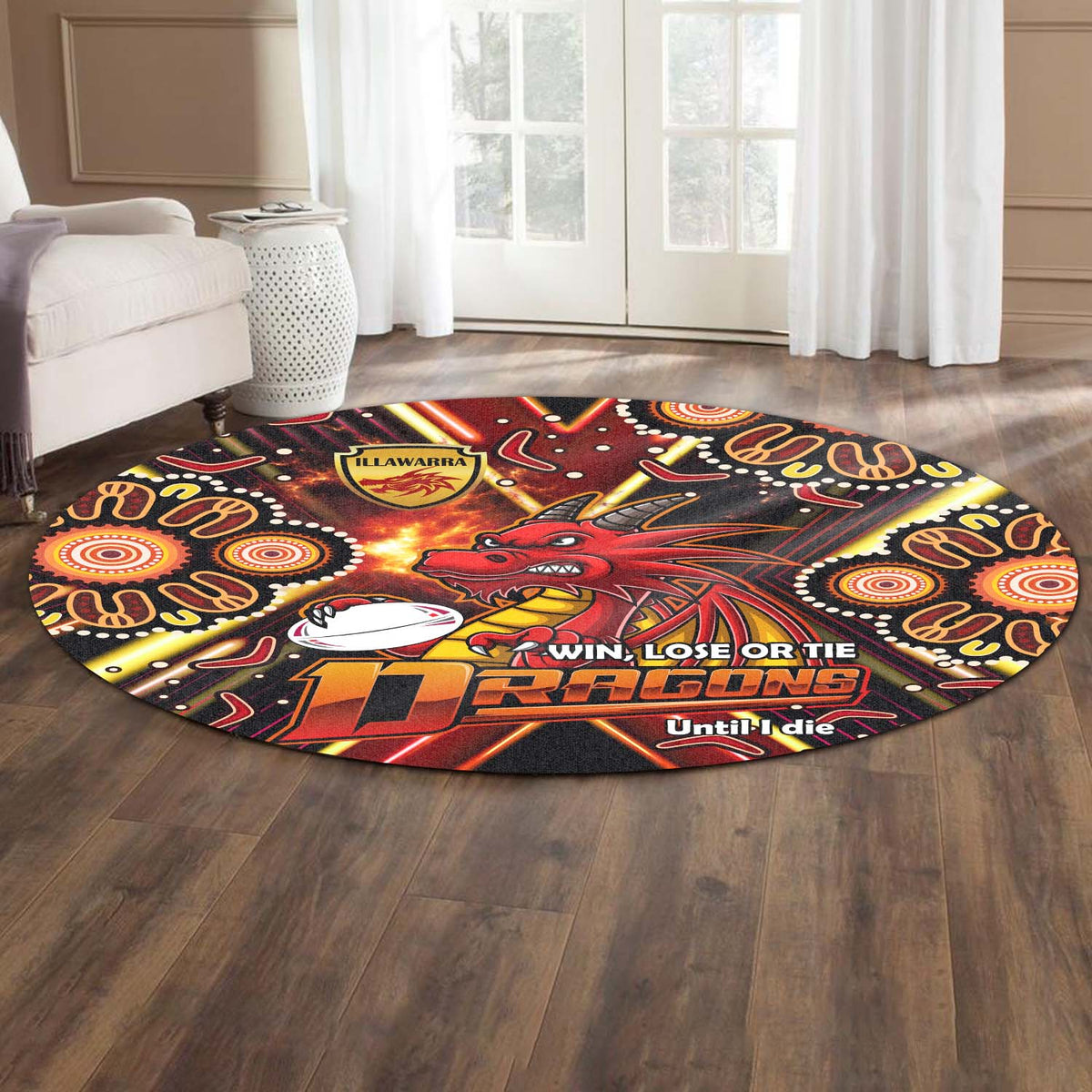 st-george-rugby-round-rug-dragons-mascot-illawarra-rugby-with-aboriginal-art-round-rug