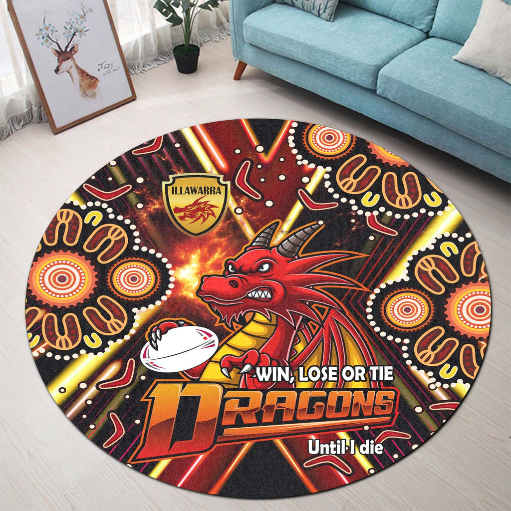 st-george-rugby-round-rug-dragons-mascot-illawarra-rugby-with-aboriginal-art-round-rug