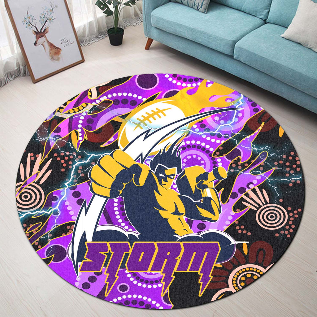 storm-rugby-round-rug-storm-rugby-team-with-aboriginal-dot-painting-and-indigenous-pattern-round-rug
