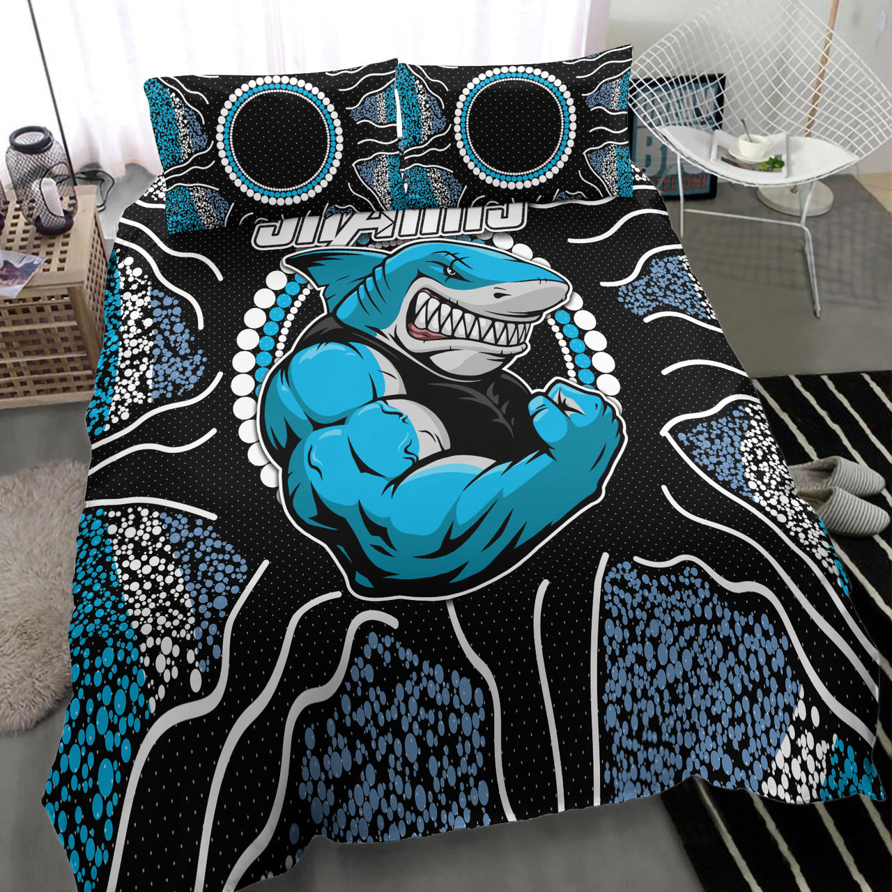 sharks-rugby-bedding-set-custom-indigenous-super-sharks-bedding-set