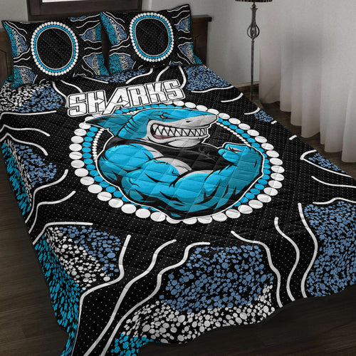 sharks-rugby-quilt-bed-set-custom-indigenous-super-sharks-quilt-bed-set