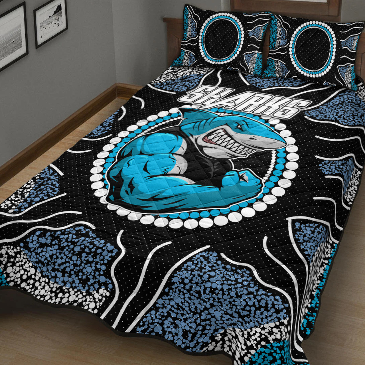 sharks-rugby-quilt-bed-set-custom-indigenous-super-sharks-quilt-bed-set