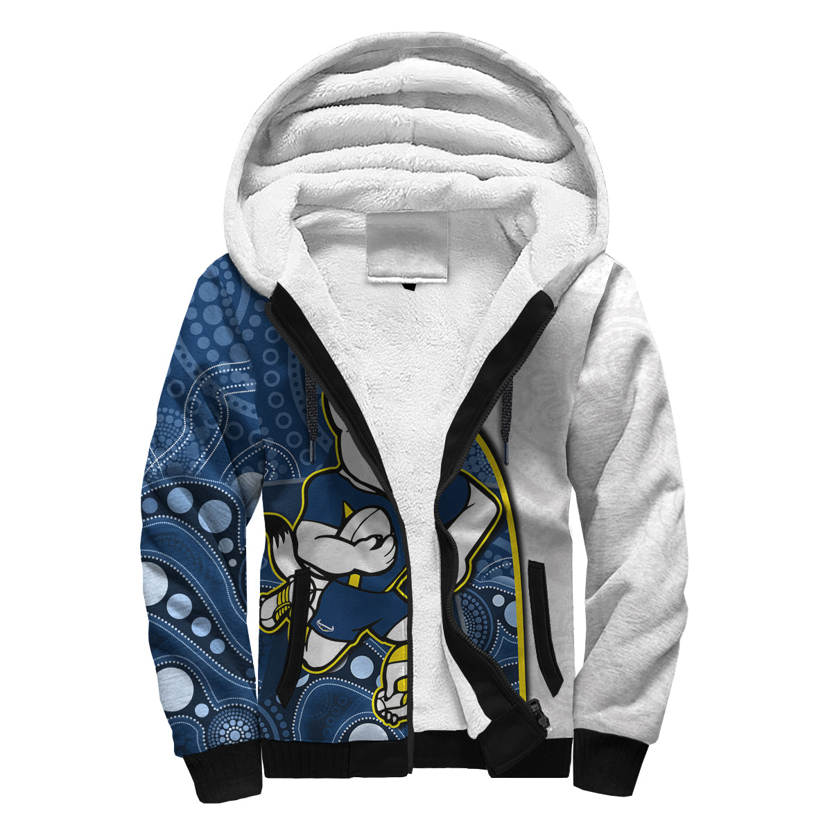 (Custom Text And Number) Cowboys Rugby Sherpa Hoodie Macost Indigenous Pattern 2022 Premiers LT14