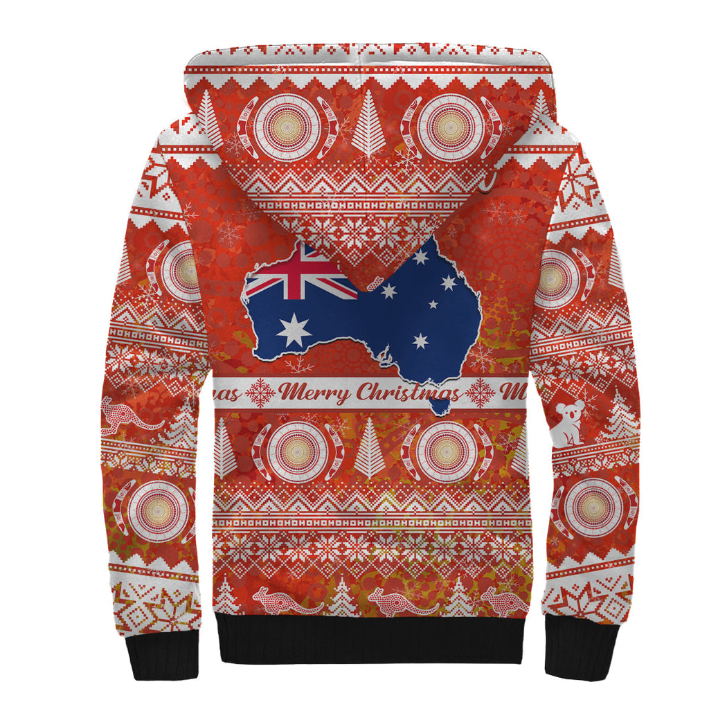 custom-personalised-australia-sherpa-hoodie-australian-map-aboriginal-painting-merry-christmas