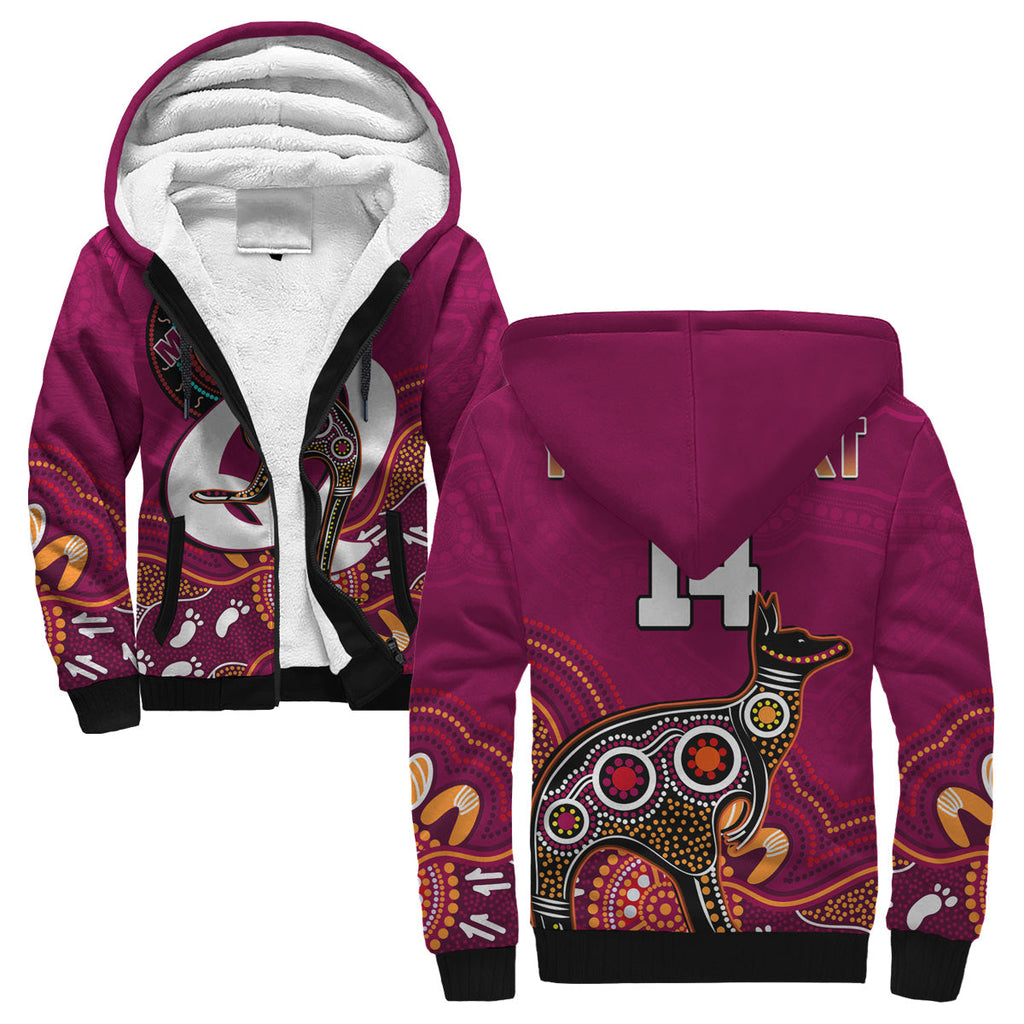 custom-text-and-number-maroons-rugby-sherpa-hoodie-queensland-kangaroo-aboriginal-dot-paintings