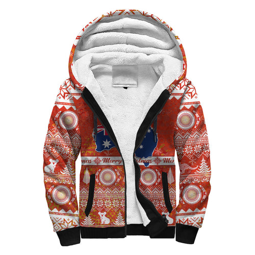 custom-personalised-australia-sherpa-hoodie-australian-map-aboriginal-painting-merry-christmas