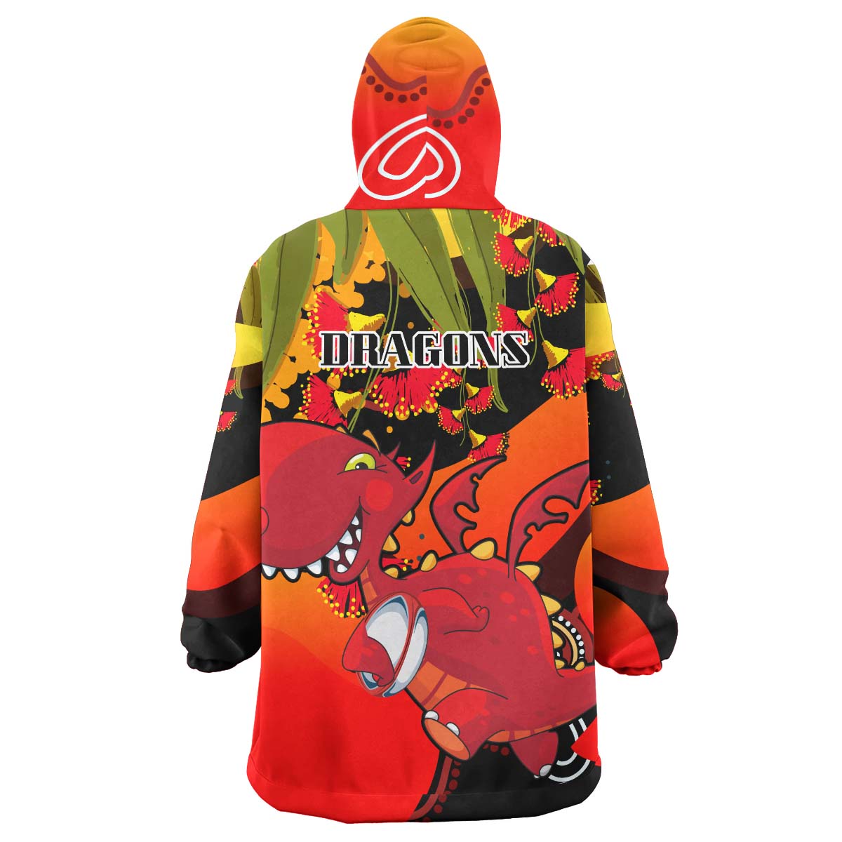 nrlw-stgeorge-rugby-snug-hoodie-custom-cute-dragons-with-aboriginal-dot-painting-style-player-and-number-woman-oodie-blanket