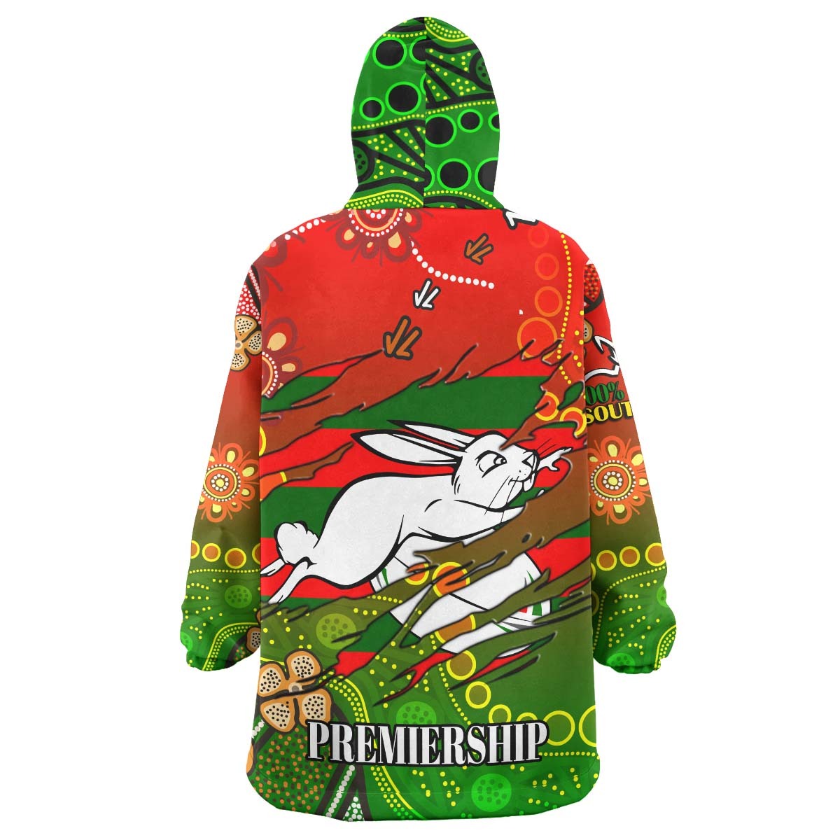 rabbitohs-rugby-snug-hoodie-custom-100-south-rabbitohs-premiership-rugby-with-aboriginal-culture-player-and-number-oodie-blanket