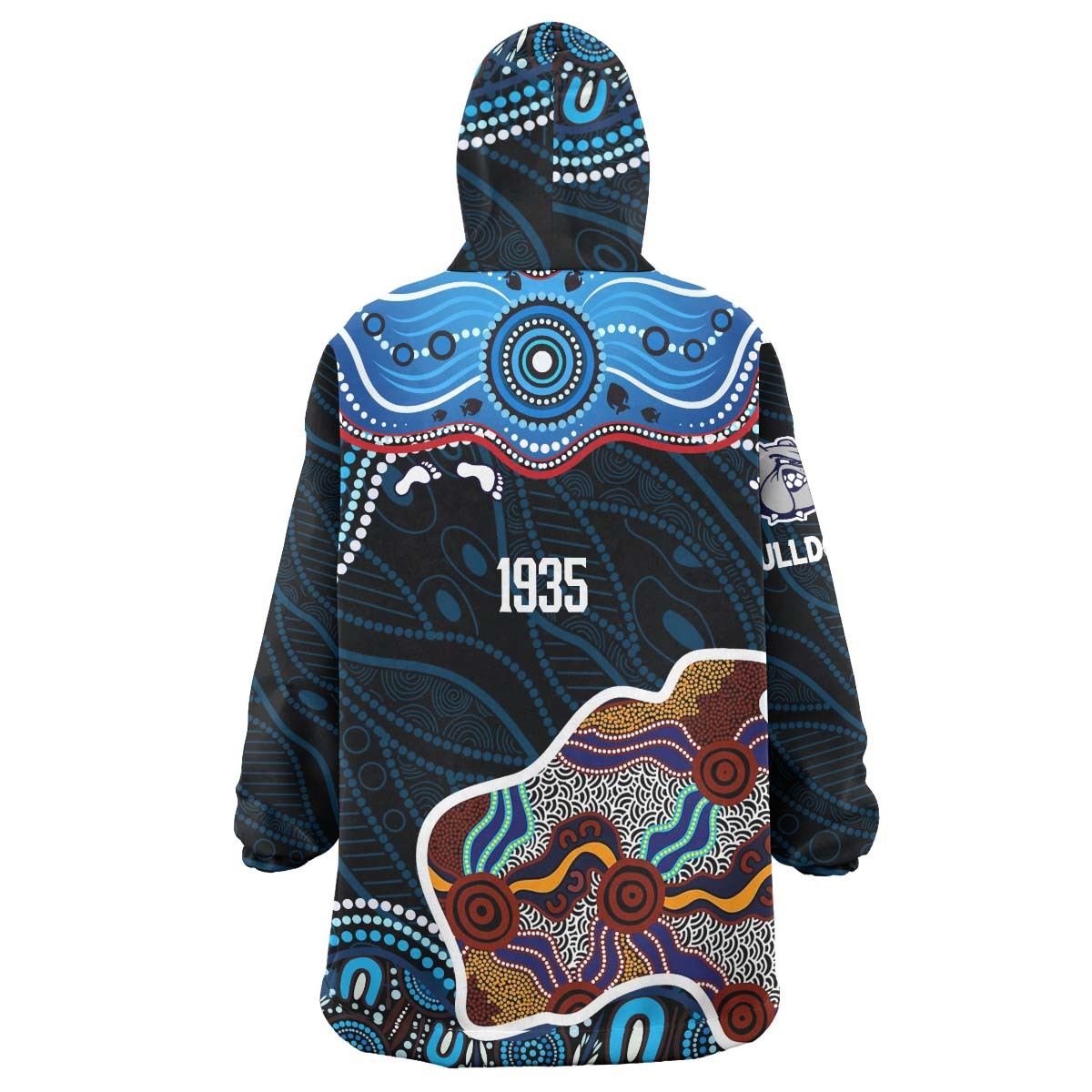 bulldogs-rugby-snug-hoodie-bulldogs-rugby-ball-with-contemporary-style-of-aboriginal-dot-painting-oodie-blanket