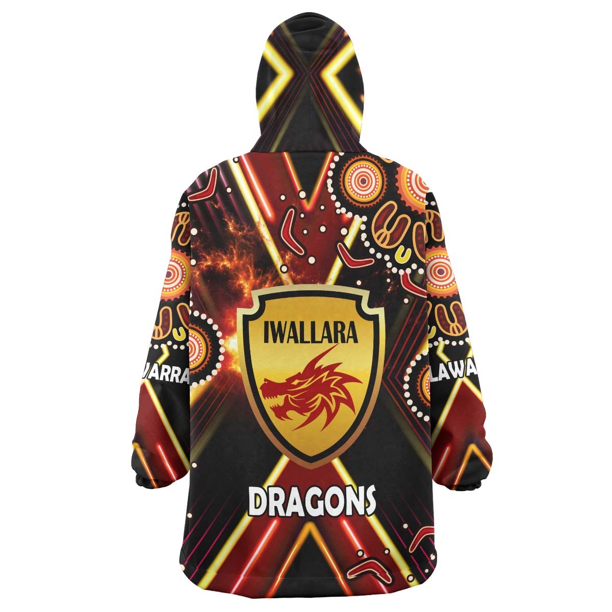 st-george-rugby-snug-hoodie-custom-dragons-mascot-illawarra-rugby-with-aboriginal-art-player-and-number-oodie-blanket
