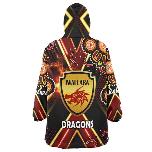 st-george-rugby-snug-hoodie-custom-dragons-mascot-illawarra-rugby-with-aboriginal-art-player-and-number-oodie-blanket