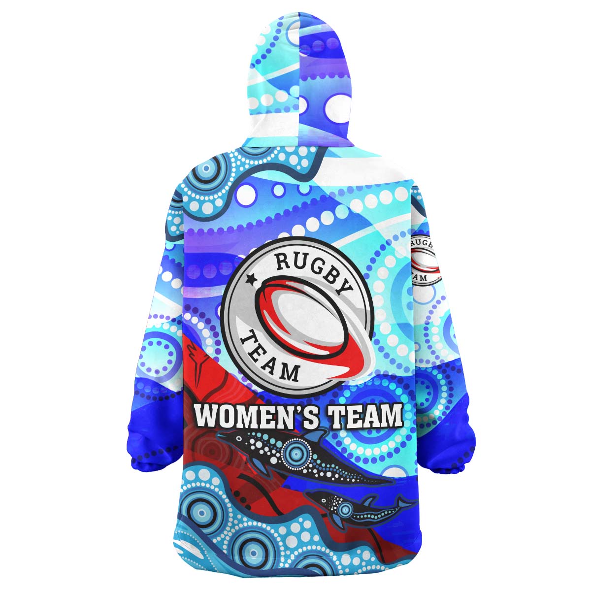 nrlw-knights-rugby-snug-hoodie-custom-woman-knights-with-aboriginal-dot-painting-style-player-and-number-woman-oodie-blanket