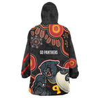 panthers-rugby-snug-hoodie-custom-penrith-panthers-aboriginal-with-rugby-ball-indigenous-style-of-dot-painting-traditional-oodie-blanket
